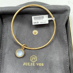 Julie Vos bangle Bracelet, New, Iridescent Chalcedony Blue